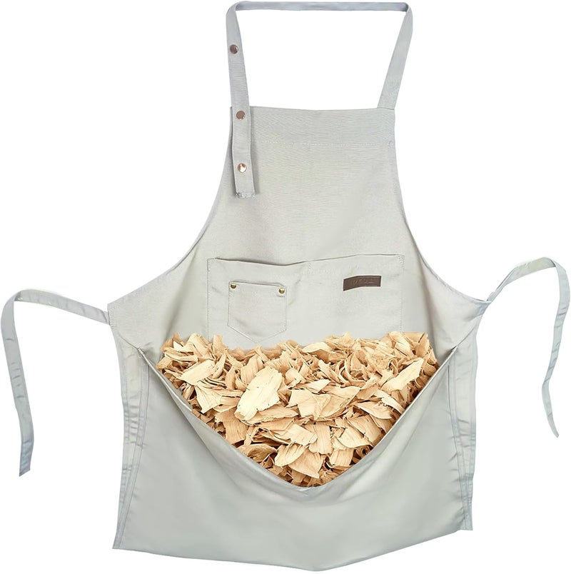 DAFENCHI Wood Carving Apron with Chip Catcher, Canvas Woodworking Carving Apron with Large Pouch for Catching Wood Chips, Adjustable Straps, for Woodworkers, Gift for Men - Image 1
